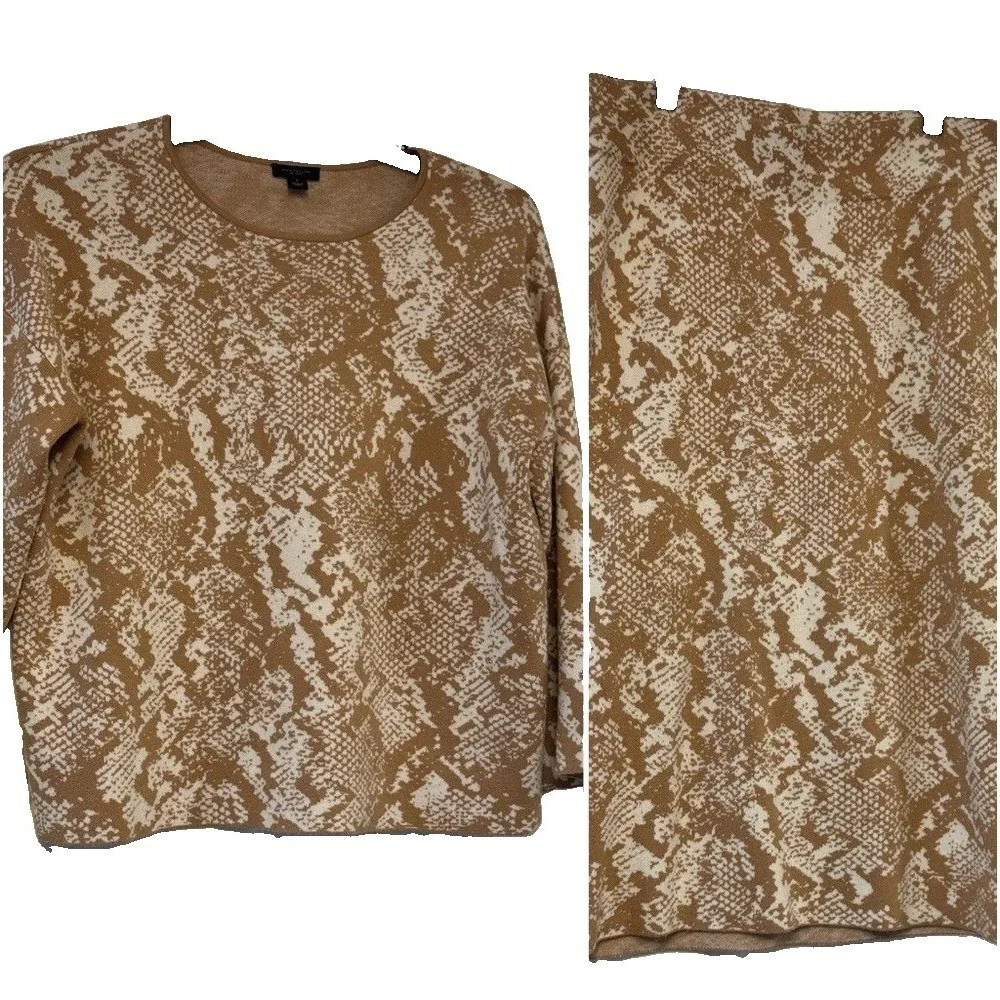 Ann Taylor Tan Snakeskin Print Sweater and Pencil Skirt Set Women‎ Small